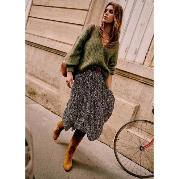 Sezane Dresses & Skirts - Sezane Elie Midi Leopard Print Skirt
